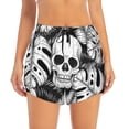 thumbnail image 4 of Lsque Skull and palm leaves Printed Women's Running Shorts with Liner Pockets,Elastic Quick Dry Workout Athletic Gym Yoga Shorts,Womens High Waist Shorts-, 4 of 9