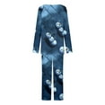 thumbnail image 5 of Tnhcen Women's Cozy Christmas Print Two-Piece Pajamas V-Neck Long Sleeve Pants Festive Nightwear Loungewear Home Clothes S-3XL, 5 of 6