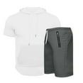 thumbnail image 2 of SEMIMAY Sleeve Set Sporty Short Men's Summer Hooded Shorts Textured Slit Men Suits & Sets, 2 of 5