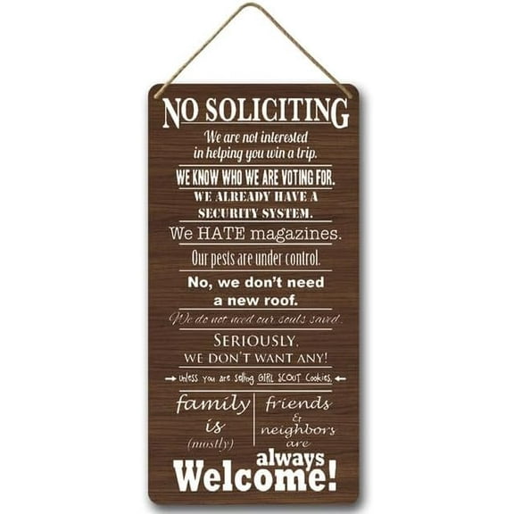 6x12 IN No Soliciting Front Door Sign,Rustic Wood Farmhouse Porch Decor for Home Wall Decor,Vintage Outdoor Porch Garden Decor,Funny Hanging Wooden Plaque Decoration