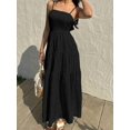 thumbnail image 5 of Black Textured Tiered Camisole Maxi Dress, Sleeveless, Loose Fit, Vacation Style, 5 of 7
