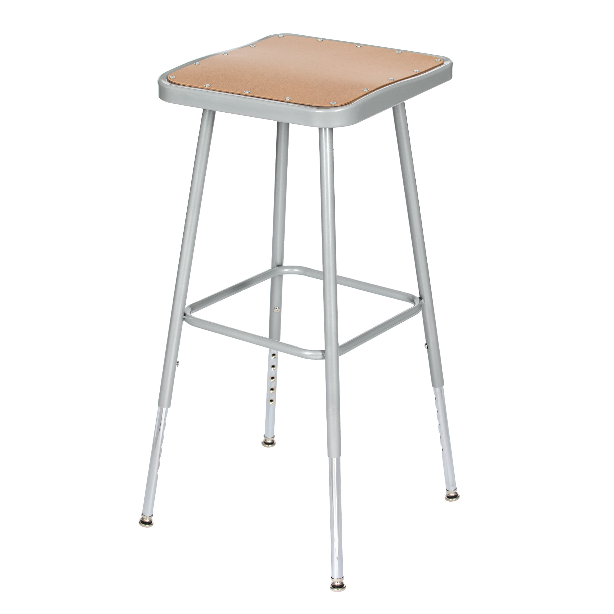 Hampden Furnishings Clint 25"-33" Masonite/Steel Square Science Stool, Grey, 2 Pack