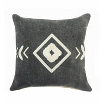 Ox Bay 20" x 20" Hand-Woven Black/ Cream Tribal Organic Cotton Pillow Cover