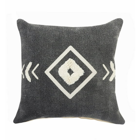 Ox Bay 20" x 20" Hand-Woven Black/ Cream Tribal Organic Cotton Pillow Cover