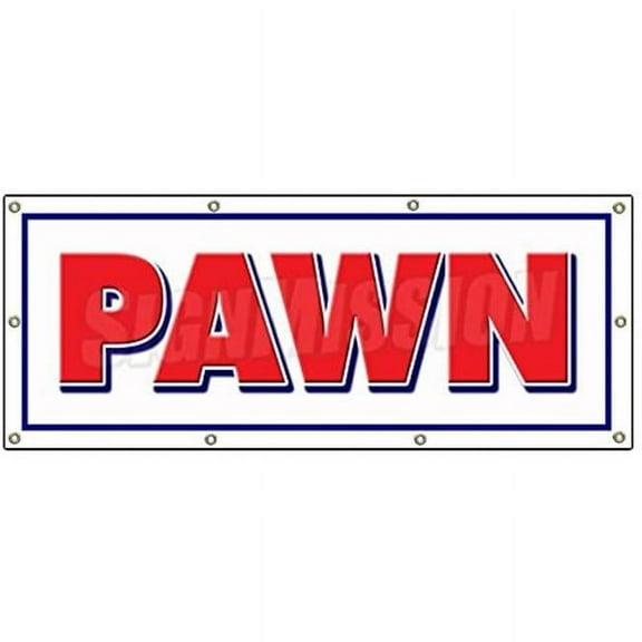 SignMission  36 x 96 in. Pawn Shop Banner Sign - Buy Sell Trade Gold Signs Loans Fast