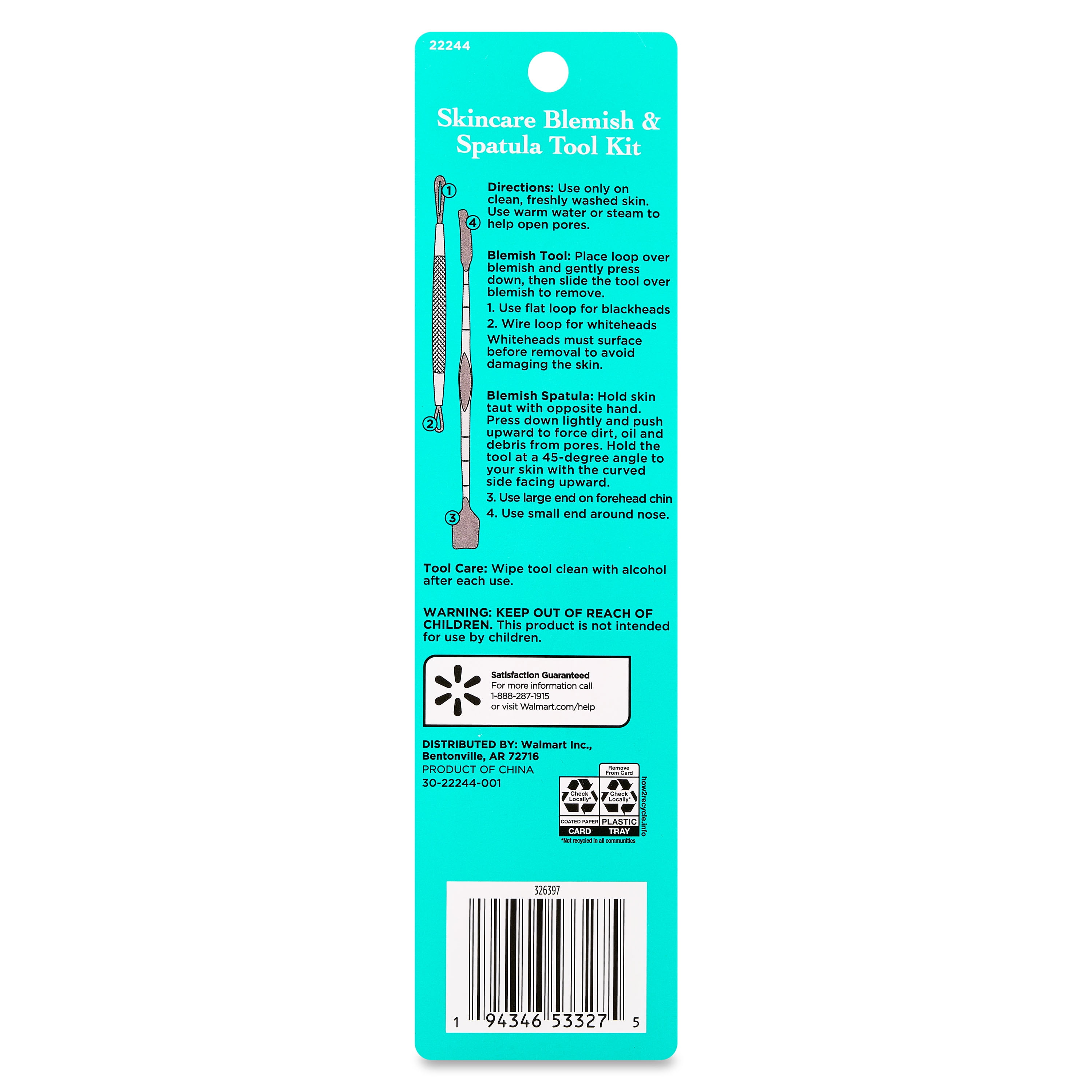 Equate Stainless Steel Blackhead And Whitehead Skincare Tool Duo, 2 Pieces