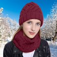 thumbnail image 4 of Dyfzdhu Women Winter Hat Slouchy Beanie Snow Knit Skull Cap With Circle Scarves Red, 4 of 6