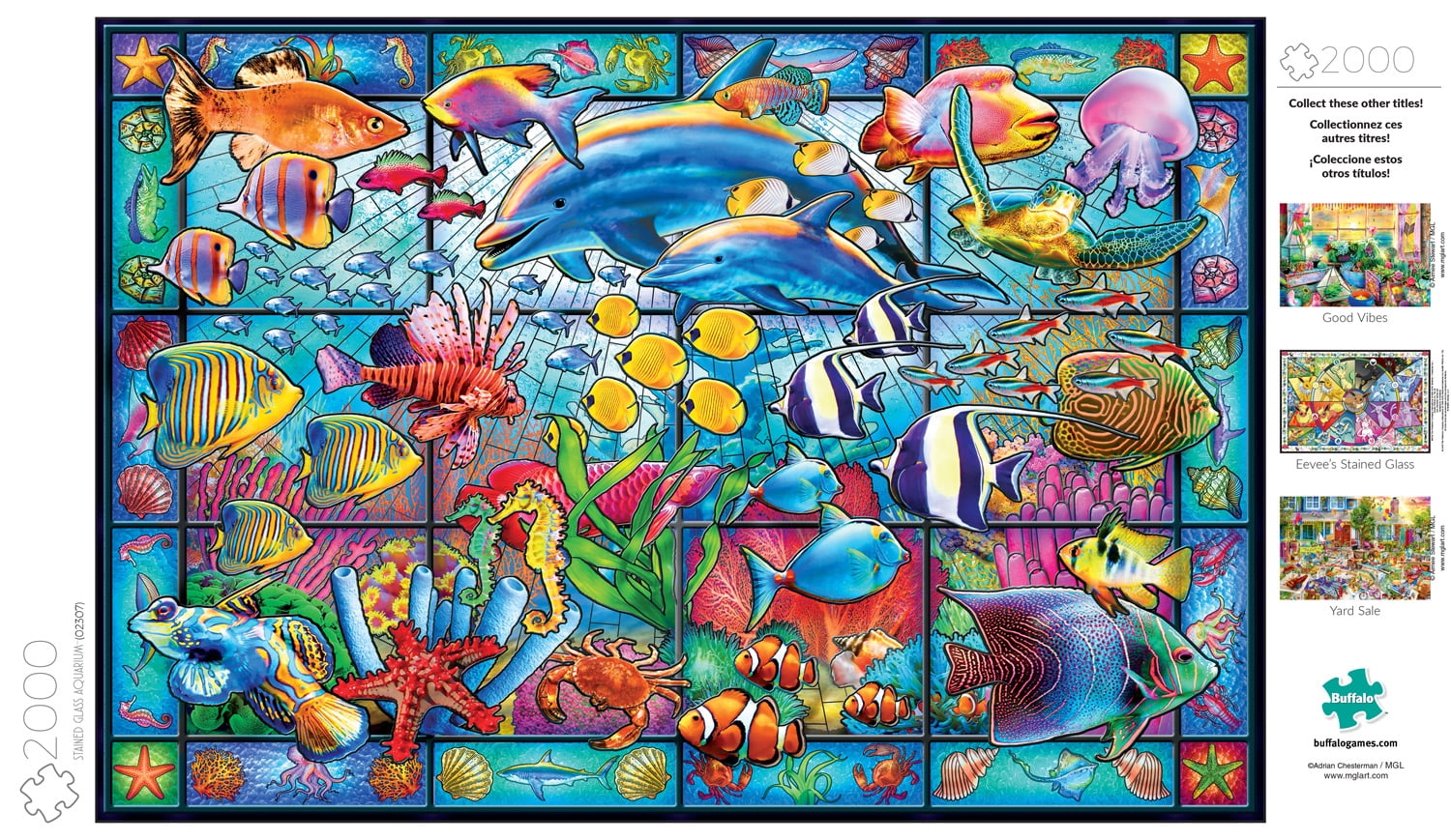 Buffalo Games 2000-Piece Collection Stained Glass Aquarium Interlocking Jigsaw Puzzle
