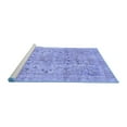 thumbnail image 2 of Ahgly Company Machine Washable Indoor Round Abstract Blue Modern Area Rugs, 4' Round, 2 of 4