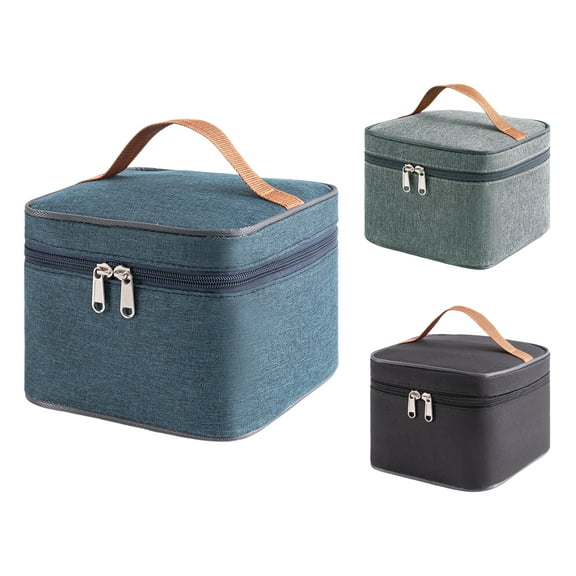 Unique Bargains Lunch Bag Reusable Insulated Lunch Tote Bag Lunch Box Container Square Food Handbags Case Navy Blue