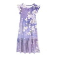 thumbnail image 6 of Fesfesfes Summer Short Sleeve Dress for 6-13 Years Children Girls Round Neck Fashion Printing Pocket Dress for Comfortable and Everyday Wear(Purple#4,10-11 Years), 6 of 7