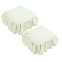Mupvlun French Cotton Simple Seat Cushion, Fabric Not- Soft Chair Pad, Ruffled Chair Cushions with Ties for Kitchen and Office, 17.72 X 16.93in White