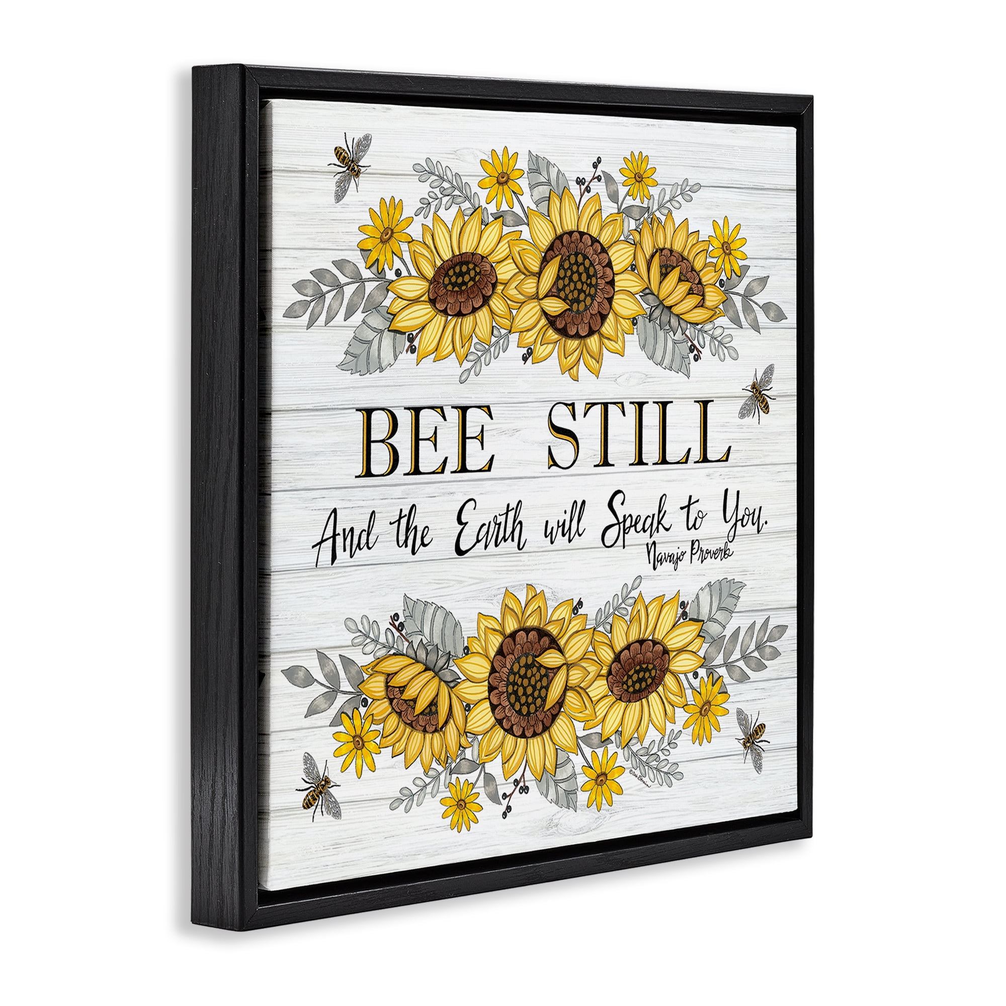 Stupell Industries Earth Will Speak To You Plants & Flowers Painting Black Floater Framed Canvas Art Print Wall Art, 18 x 18