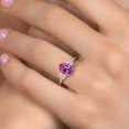 thumbnail image 4 of Gem Stone King 18K Rose Gold Plated Silver Pink Created Sapphire and White Topaz Engagement Ring for Women | 1.66 Cttw | Oval 9X7MM | Gemstone September Birthstone | Size 8, 4 of 6