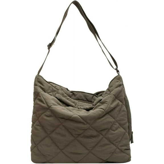 Kukuzhu Quilted Tote Bag for Women Padding Down Hobo Bag Casual Large Shoulder Bag
