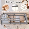 thumbnail image 5 of Harper & Bright Designs Twin Montessori Floor Bed with Safety Guardrails, Solid Wood Floor Bed with Fence for Girls and Boys Bedroom, Gray, 5 of 13