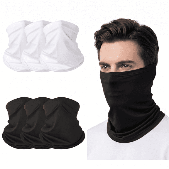 MoHern 6pcs Ice Silk Neck Gaiter, Sun Protection Face Cover for Men Women, Breathable Cooling Tube Bandana, Multi-use Neck Scarf for Motorcycle, Cycling, Hiking and Outdoor Activities