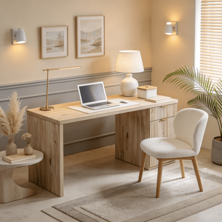 IFMUST 60-Inch Modern Office Desk with Charging Station photo 6