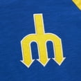 thumbnail image 4 of Men's Mitchell & Ness Royal Seattle Mariners Cooperstown Collection Legendary Raglan Slub Henley 3/4-Sleeve T-Shirt, 4 of 5