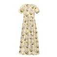 thumbnail image 6 of Uourmeti Cute Bees Daisy Print Girls Summer Maxi Dress Tween Cute Back to School Outfits Short Sleeve Dresses with Pockets, Size 9-10 Years, 6 of 7