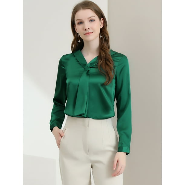 Camisa de oficina de Trabajo para Mujer Allegra K Blusas de Satén