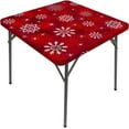 thumbnail image 2 of Christmas Tablecloth, Christmas Style Print, Elastic Edge, Suitable for Table Decoration, Buffet and Camping, Fit for 32"x32" Square Table, 2 of 4