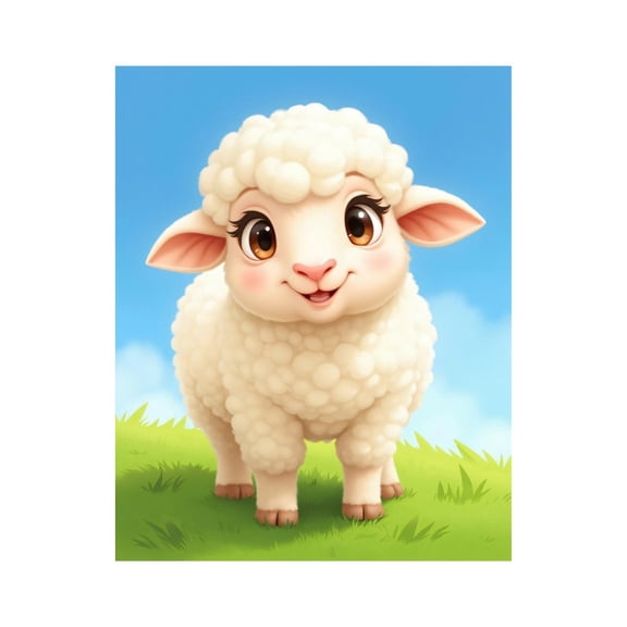 Paint by Numbers Kit for Adults, Cute Lamb Cartoon Pasture Smile Paint by Numbers, Easy Paint by Numbers Kit for Adults Beginner, DIY Adult Paint by Number Kits on Canvas, 12x16in Home Decor