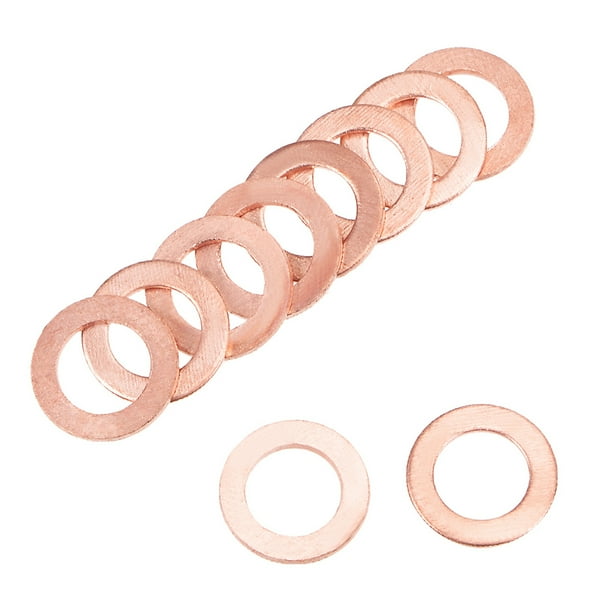 Arandela plana de cobre de 50pcs 8 mm x 13 mm x 1 mm para tornillo de tornillo