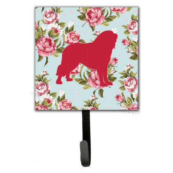 Caroline's Treasures BB1077-RS-BU-SH4 Tibetial Mastiff Shabby Chic Blue Roses Leash or Key Holder, Blue, Single Hook, multicolor