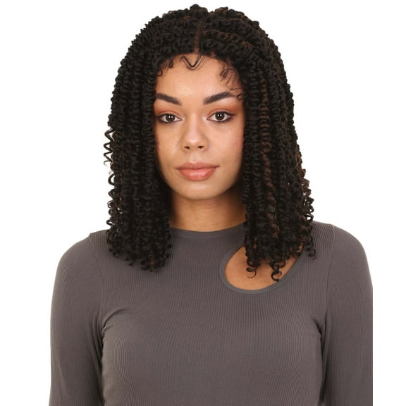 LUXLUXE Adeline 16-inches Passion Twist 4"×5" HD Lace Wig, Heat Resistant Fiber, ( Natural black)