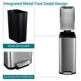 thumbnail image 4 of 13.2 Gallon/50 L Step Trash Can, Stainless Steel Rubbish Bin with Soft-Close Lid, Fingerprint Resistant Narrow Rectangle Garbage Can with Removable Inner Bucket for Kitchen, Dining Room, Silver, 4 of 7