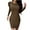 Coffee, variant on PADFRYBK Fall Dresses For Women Round-Neck Dress Long Sleeve Dress Solid Color Long Shirring Dress