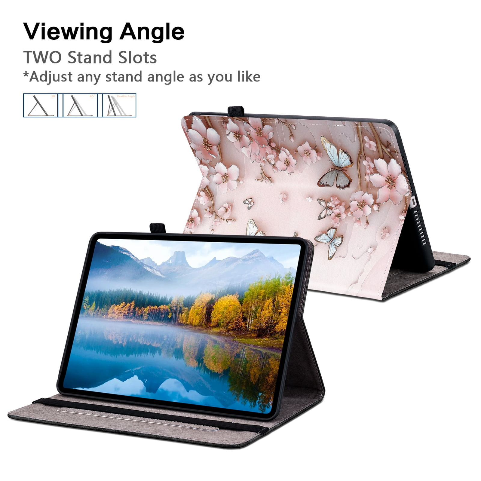 For iPad A16 11th Generation Case 11" 2025, iPad 10th Gen Case 2022, Premium PU Leather Flip Cover Stand Cover with Cards Slots Pencil Holder Shockproof TPU Inner Case for iPad 11 10, Pink Butterfly