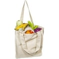 thumbnail image 1 of Canvas Tote Bag Bottom Gusset Washable Grocery Tote Bag with Handles, 1 of 5