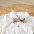thumbnail image 5 of hoksml Unisex Baby Bodysuit and Suspender Shorts Set, Plaid Bow Tie Outfit, Infant Formal Summer Wear, 5 of 9