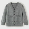 thumbnail image 3 of Zwiiyzr Unisex Baby Boy' Cardigans Sweater V-Neck Long Sleeve Button Soild Cotton Knit Sweaters for 3-12 Years Gray, 3 of 6