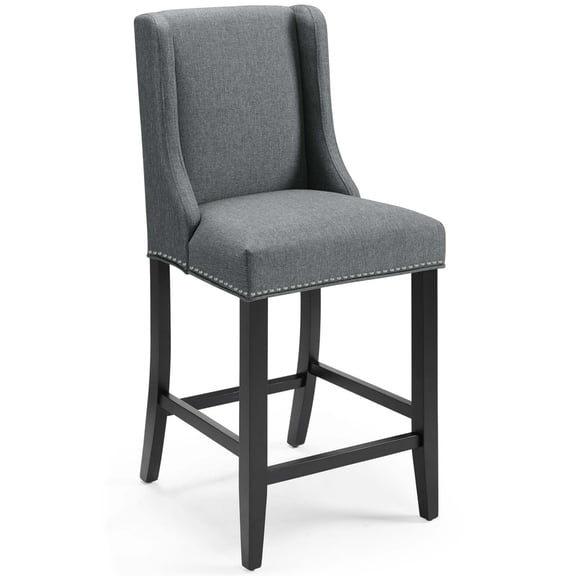 Modway Baron Upholstered Fabric Counter Stool in Gray