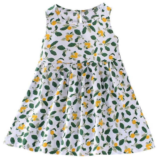 Penkiiy Robes à Manches à Volants Fraise Sirène Été Papillon Robe Décontractée Enfants Koala Swing Fête Robe d'Été 6 Mois -6 Ans Vert