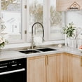 thumbnail image 4 of Single-Handle Spring Standard Kitchen Faucet Deck Mounted Kitchen Sink Faucet with Dual Function Sprayhead and Deckplate Included in Brushed Nickel, 4 of 4