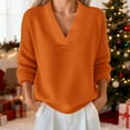 thumbnail image 4 of Women's Solid Color Casual Knit V Neck Loose Sweater, 4 of 6