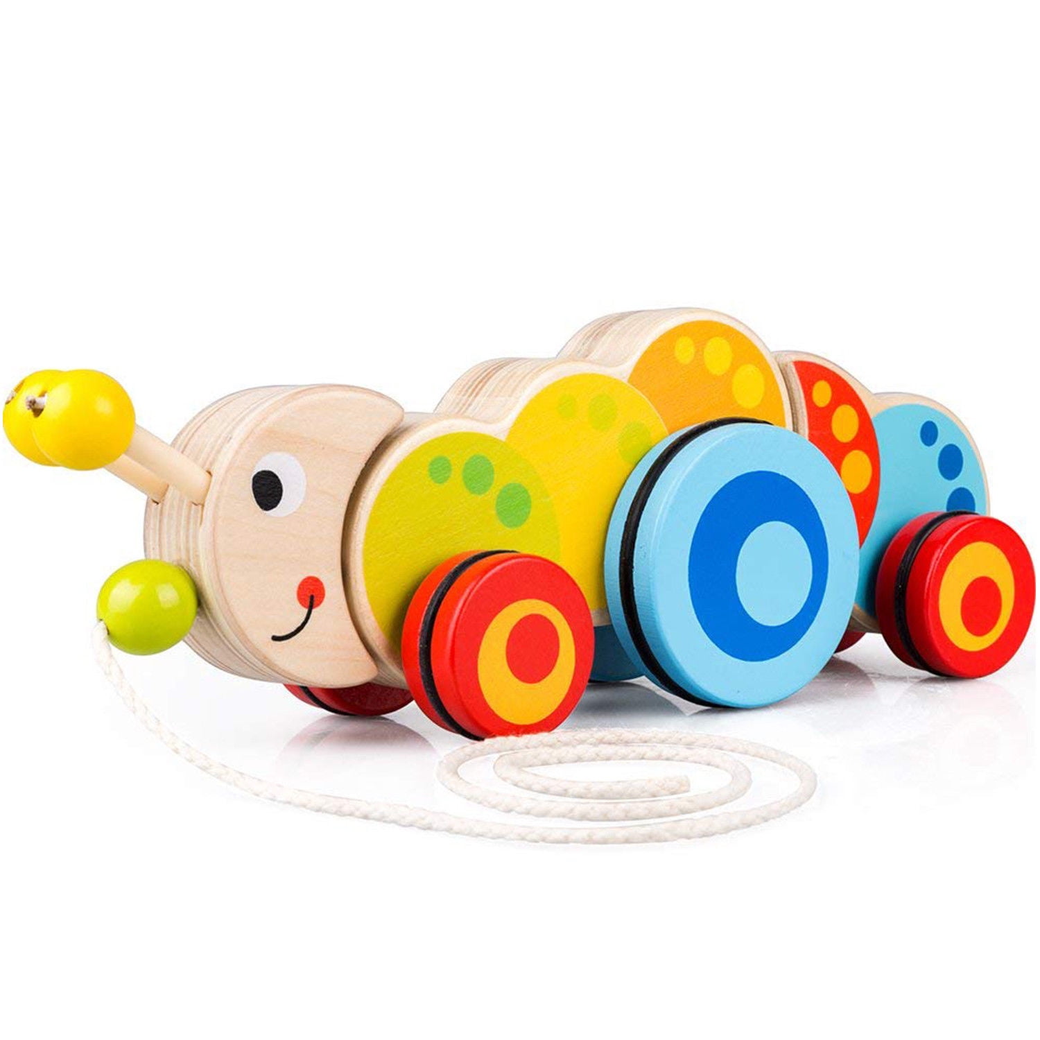 wooden pull along caterpillar