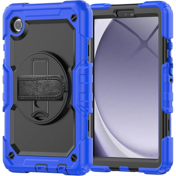 Funda para Samsung Galaxy Tab A9 8.7'' 2023 (SM-X110/X115/X117), Funda Protectora Resistente a Golpes con Protector de Pantalla, Soporte Giratorio de 360°, Correa para Mano/Hombro y Soporte para
