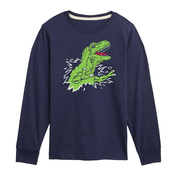 Instant Message - T-Rex Ripping Out Of Shirt - Toddler & Youth Long Sleeve Graphic T-Shirt