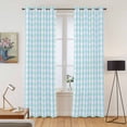 thumbnail image 2 of Aqua Blue Green Kitchen Curtains 96 Inch Length, Checkered Plaid Gingham Lattice Trellis Grommet Top Bedroom Living Room Curtains, Light Filtering Cafe Curtain Drapes 2 Panels Set 104''x96'', 2 of 9