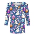 thumbnail image 6 of VKOYWKM 3/4 Length Sleeve Womens Tops Easter Shirts Easter Eggs Bunny Print T-Shirts Crew Neck Cute Tops Loose Fit Holiday Tops Happy Easter T-Shirts, 6 of 6