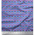 thumbnail image 1 of Soimoi Blue Modal Satin Fabric Artistic Leaves & Flower Geometric Print Fabric by Yard 42 Inch Wide, 1 of 3