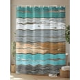 thumbnail image 4 of Coastal Style Shower Curtain, Retro Green Brown Stripe Wood Texture Waterproof Shower Curtain Set with 12 Hooks Lightweight Washable Fabric Shower Curtains for Bathroom 72x72 Inches, 4 of 6