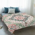 thumbnail image 4 of Green Pink Boho Floral Blanket Soft Cozy Warm Throw Blanket for Couch, Plush Fuzzy Flannel Fleece Blankets for Sofa, Southwestern Ethnic Flowers Retro Bed Blankets Lightweight Gifts for Men, 50"x80", 4 of 9
