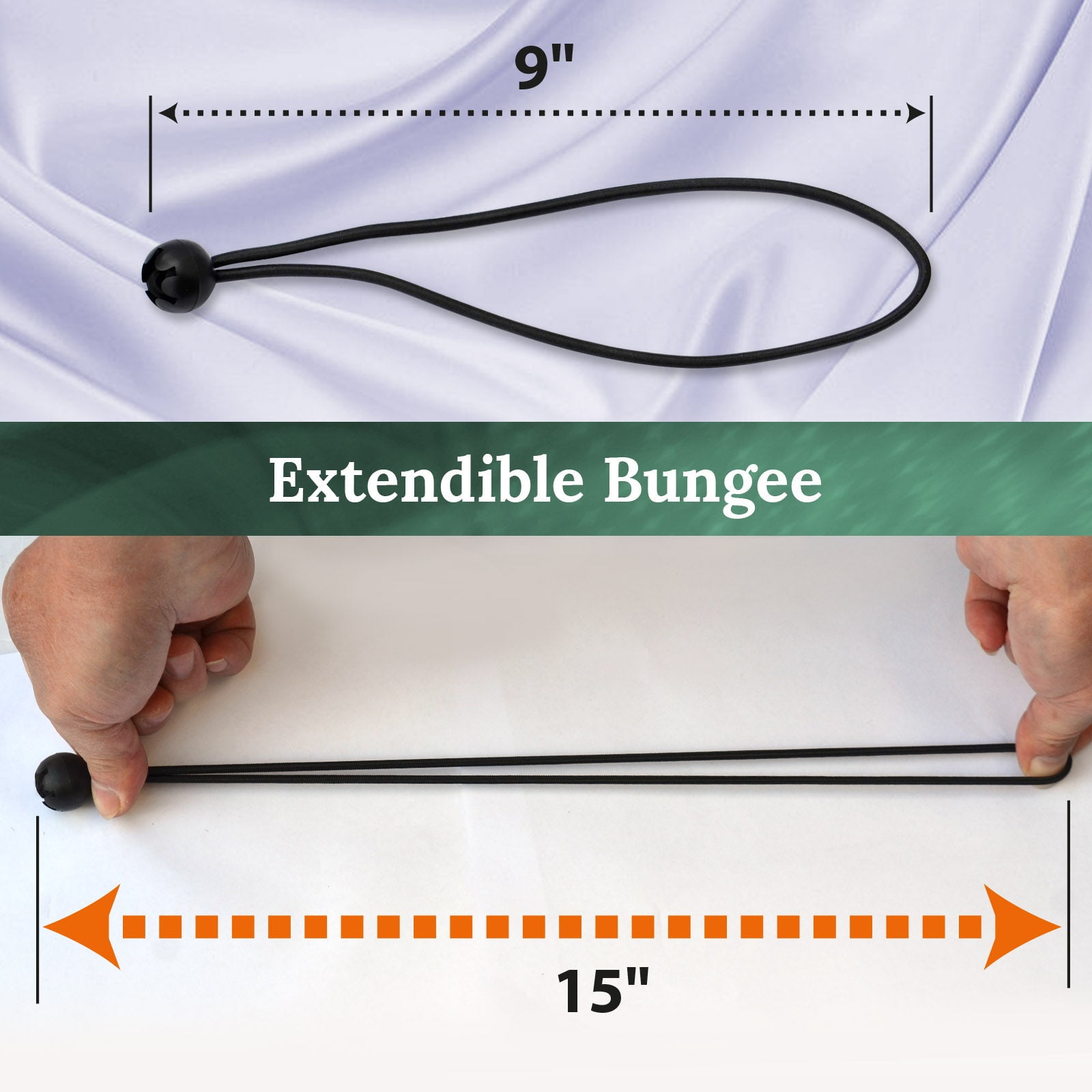 SUNRISEUMBRELLA Ball Bungees Cord Tarp Party Tent Tie Downs Bungee Canopy Gazebo Straps (9", 1Pcs, Black)