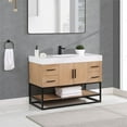 thumbnail image 3 of Bianco 48D" Wood Vanity in Light Brown with  Composite Stone Top without Mirror, 3 of 15